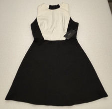 NWT ZARA white black short two-tone dress work office Medium 7972/053