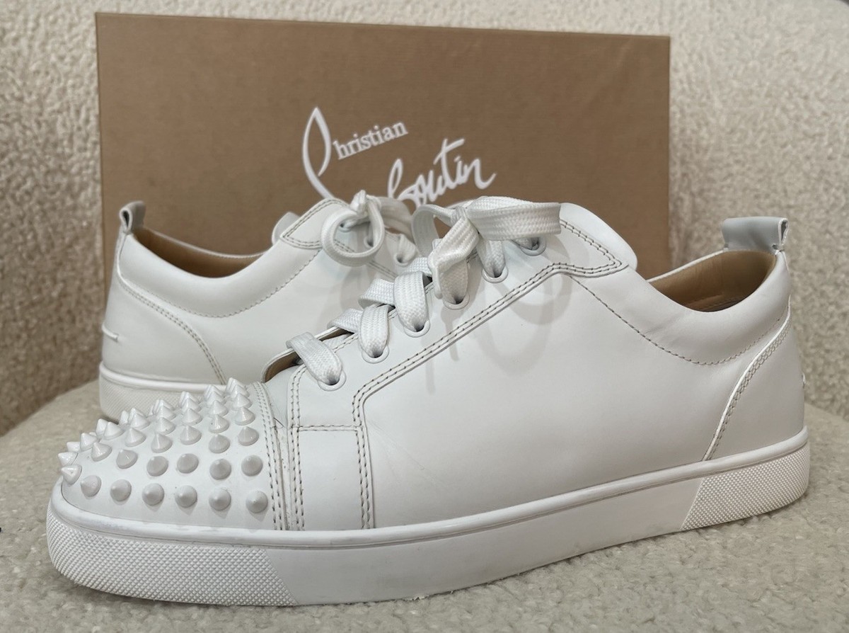 Christian Louboutin Louis Junior Spikes White Leather Low Top