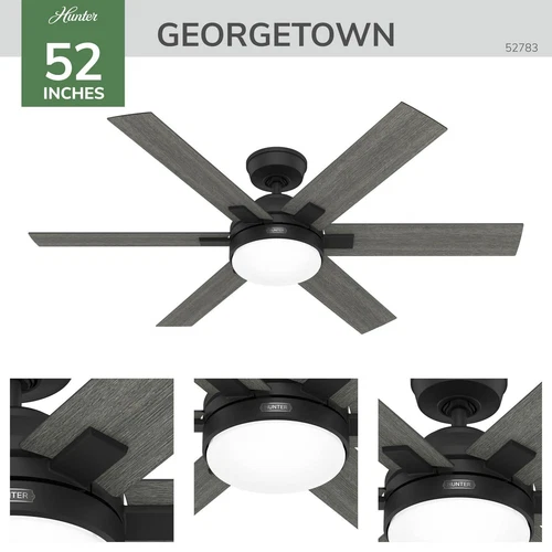 Hunter 52 Georgetown ENERGY STAR Ceiling Fan W/ LED Light, Remote - Contemporary - Picture 5 of 24