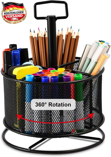 Marbrasse Netz Schreibtisch Organizer,360 Grad Drehbarer Multifunktionaler Stift-image