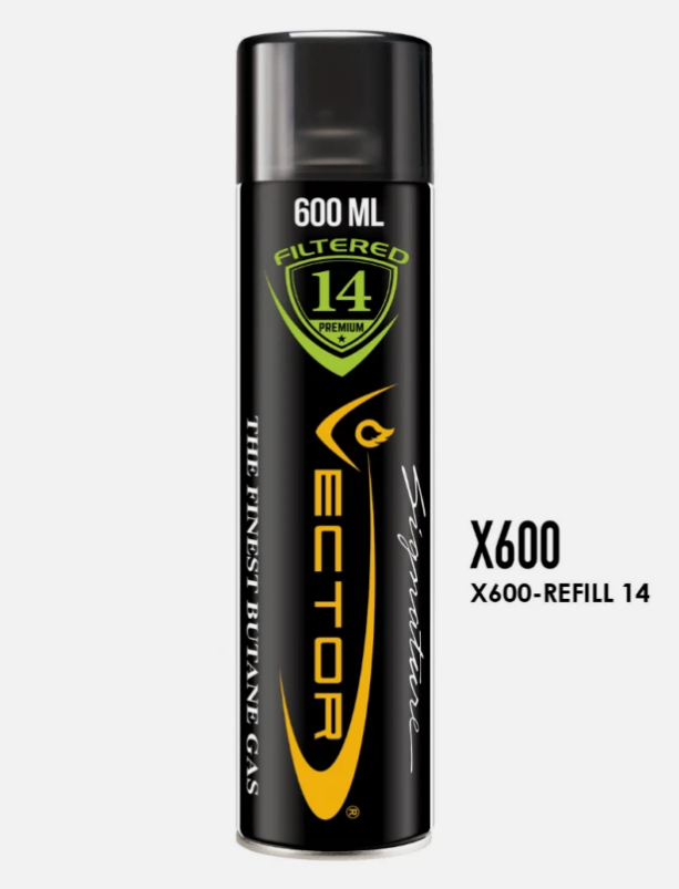 Vector 14x Filtered Premium Refined Fuel Butane Gas Refill 600 mL