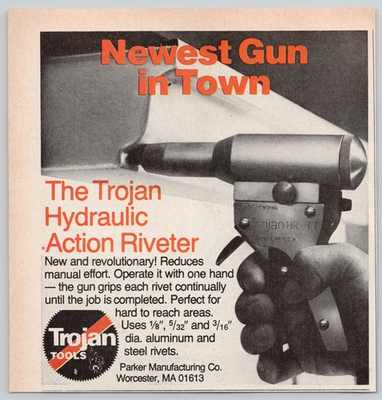 #ad Trojan HR 77 Hydraulic Action Riveter Tools Gun 1979 Vintage Print Ad $12.85