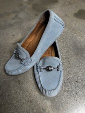 Coach Suede Driving Loafers Blue Horsebit Slip On Flats Women  s Size 6B