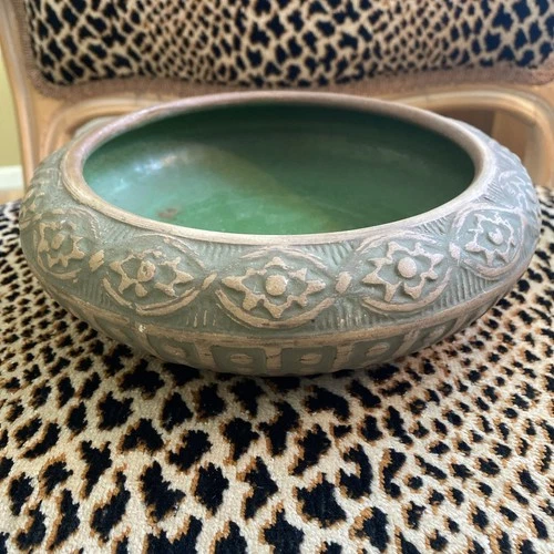 Early Red Wing Union Stoneware Brushware Brush Bulb Bowl Marked Arts & Crafts