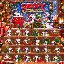 Snoopy Christmas Advent Calendar with 24 Acrylic Ornaments Holiday  DD848