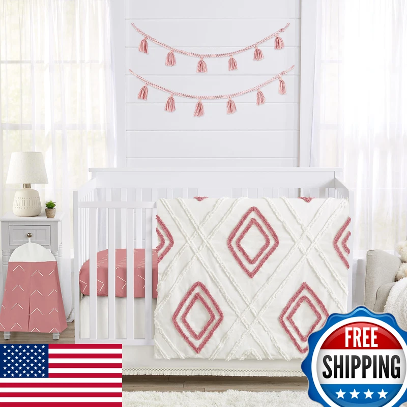 Sweet Jojo Designs Mauve Pink Boho Arrow Girl Baby Crib Bedding Set Infant