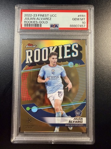 Topps Finest UCC 2022-23 Julián Álvarez RC Gold FR-1 Rookies PSA 10