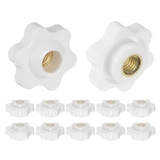 12pcs Star Knobs M6 Thread 25mm Head Through Hole Brass Insert Hand Knob White