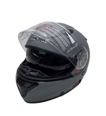 Motorradhelm Klapphelm mit Visier Zertifiziert nach ECE 22.06 Grau Größe M