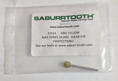 SABURRTOOTH 32S14, 3/32'' Shank Sphere 1/4'' Fine Grit  Yellow