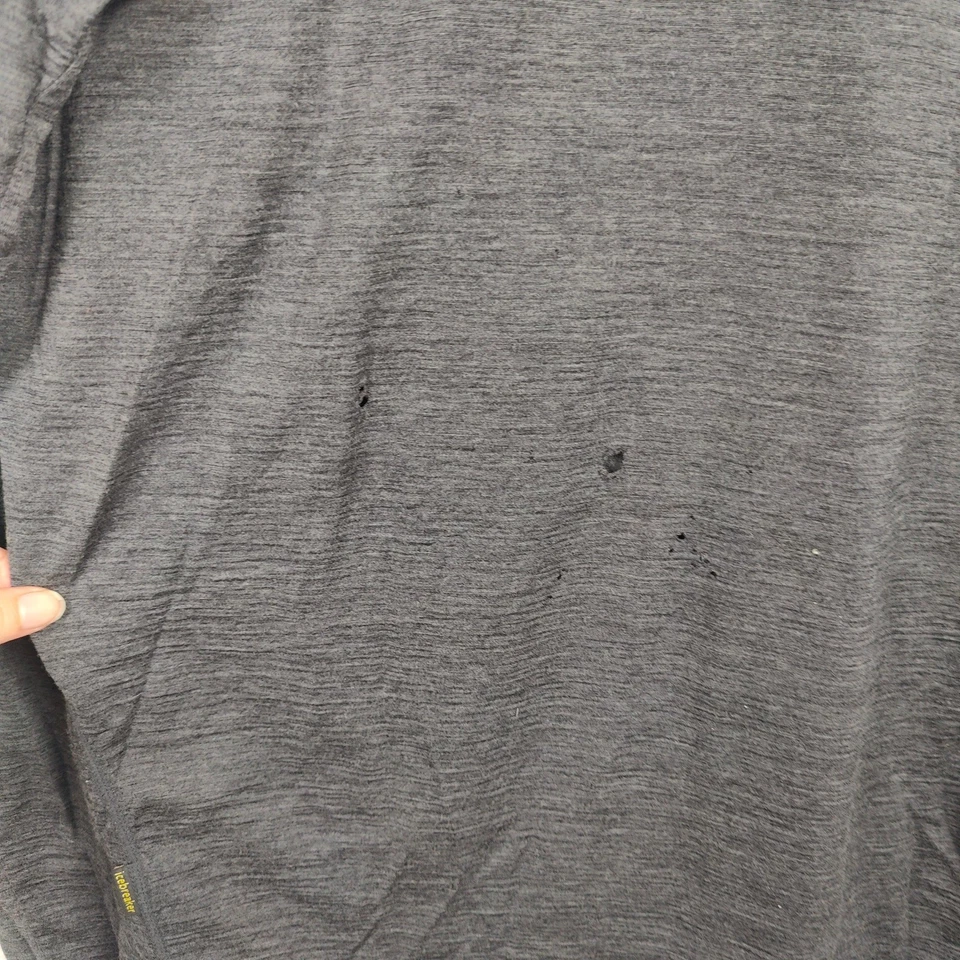 Camisa masculina Icebreaker lã merino camada base manga longa GG gola redonda cinza FLAWS - Imagem 3 de 4