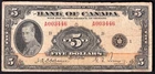 The Bank Of Canada 1935 $5 Five Dollar Banknote Osbourne - Towers A003446