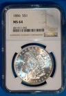1886-P U.S. MORGAN SILVER DOLLAR - KM#110 - NGC SLABBED - MS64