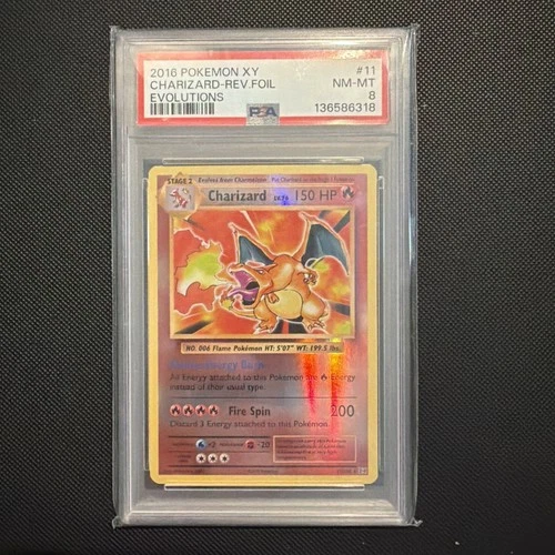 2016 POKEMON XY EVOLUTIONS #11 CHARIZARD-REVERSE FOIL PSA 8