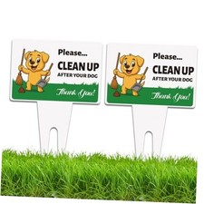 2 Pack Please Clean Up After Your Dog Sign Funny Sign for Yard with Stakes,