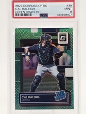 2022 Panini Donruss Rated Rookie Cal Raleigh #39 Green Dragon /99 RC PSA 9
