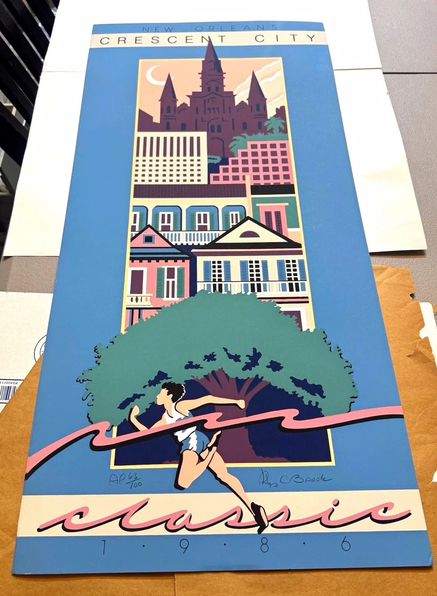 1986 New Orleans Crescent City Classic Poster Signed Philip Bascle AP 63/100