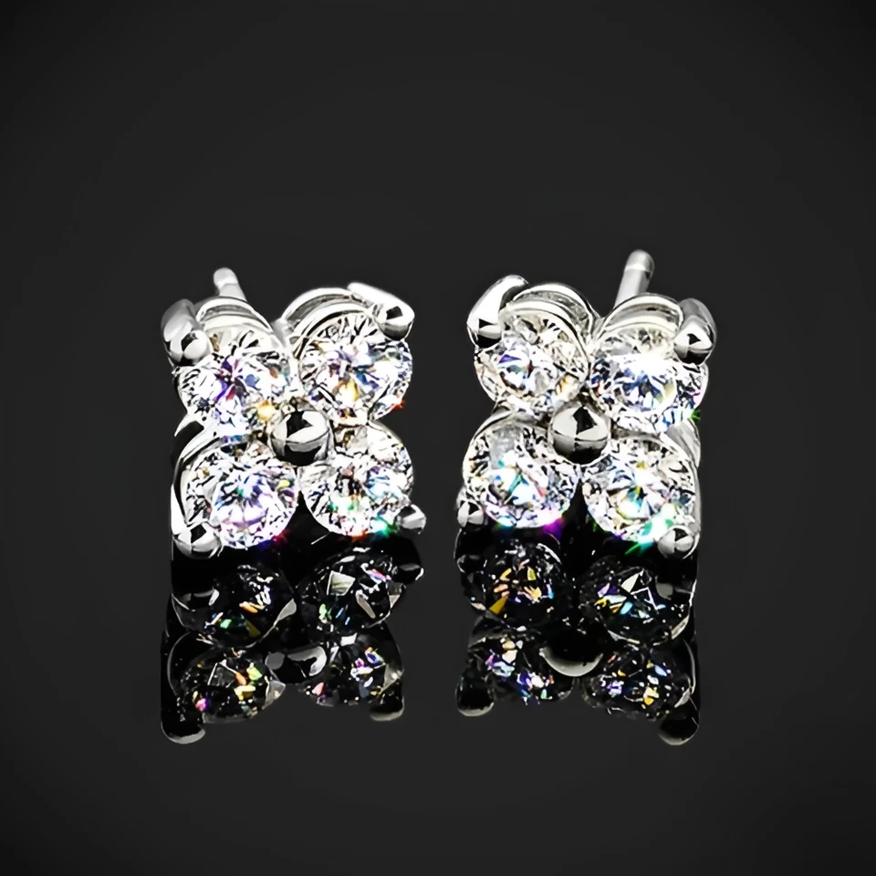 Women Studs Earring Diamond Lab Grown 1 Carat 18k White Gold Round Cut - Image 2 of 4