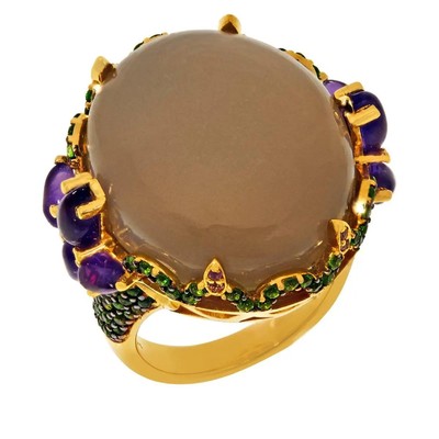 Colleen Lopez Sterlingsilber vergoldeter Mondstein, Chromdiopsid & Amethyst