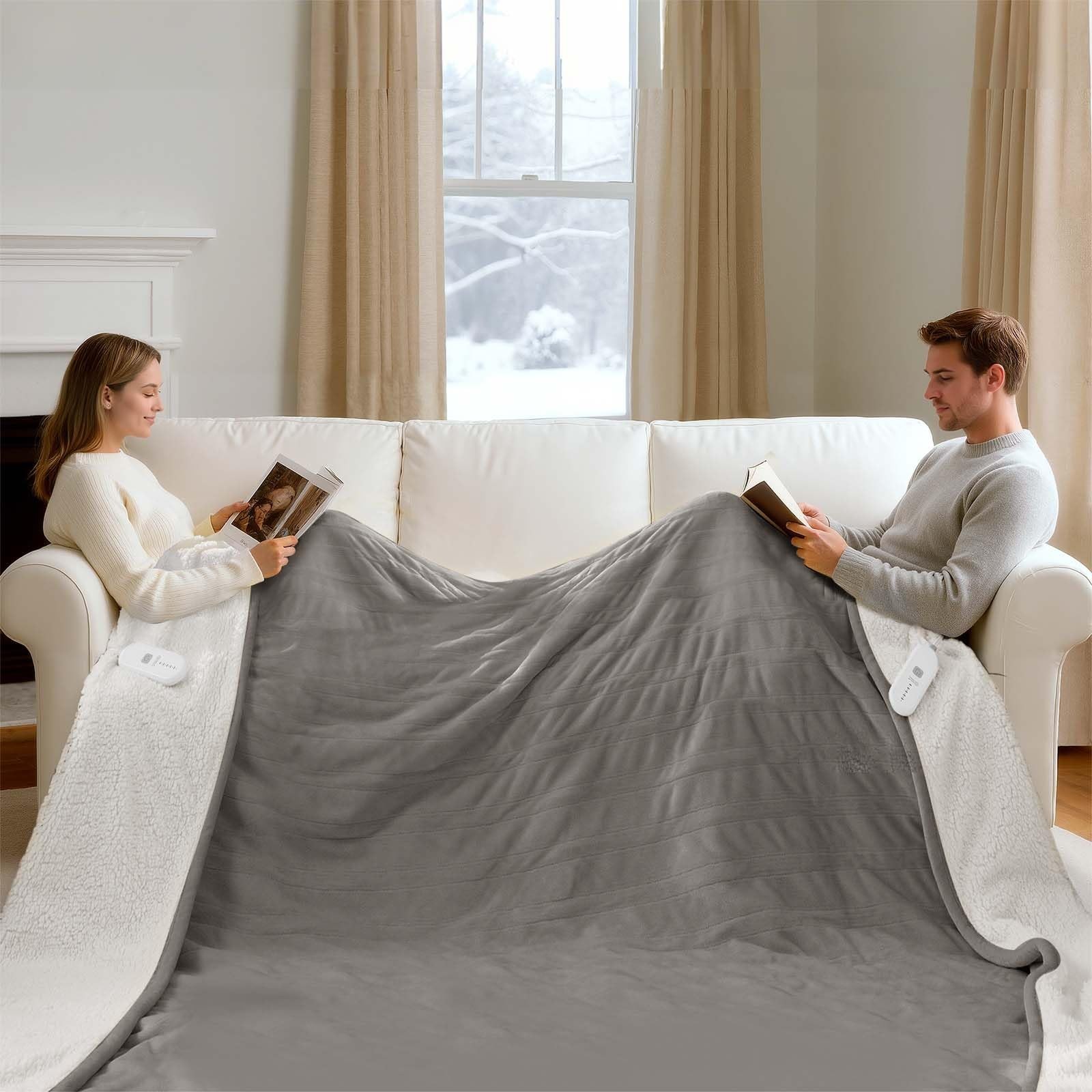 King Size Electric Blanket with Dual Control - Washable Heat