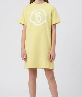 MM6 Maison Margiela Girl's Yellow Logo T-Shirt Dress Size 16.