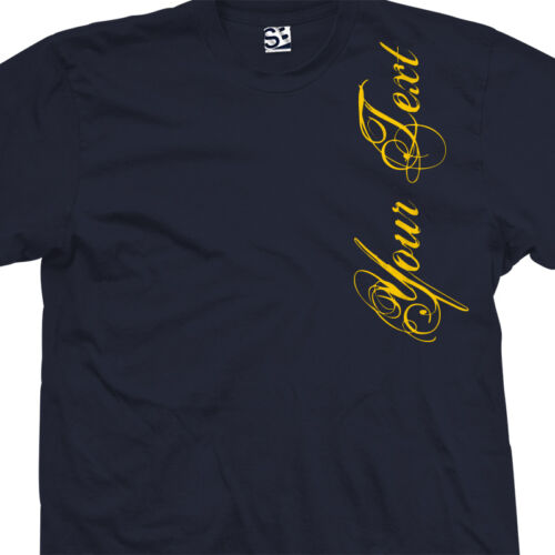 Custom Distressed Script VERT T-Shirt | Grunge Tattoo Personalized Logo Design - Picture 30 of 33