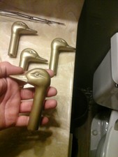 Vintage Brass Metal Duck Head Mallard Fireplace Tools Stand For