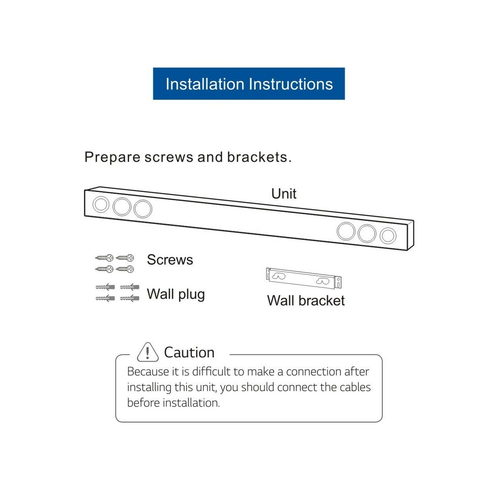 ECLINK High Quality Stainless Steel Wall Mounting Brackets For LG Soundbar Black
