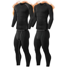 Mens Compression Thermal Base Layer Long Sleeves Shirts Pants Set Warm Underwear