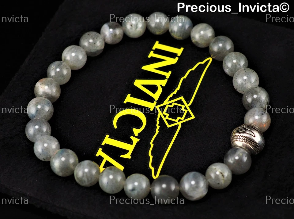 ➤ Новый Invicta подлинный ювелирных изделий лабрадорита граната бисер серый и серебряный браслет - Изображение 4 из 4