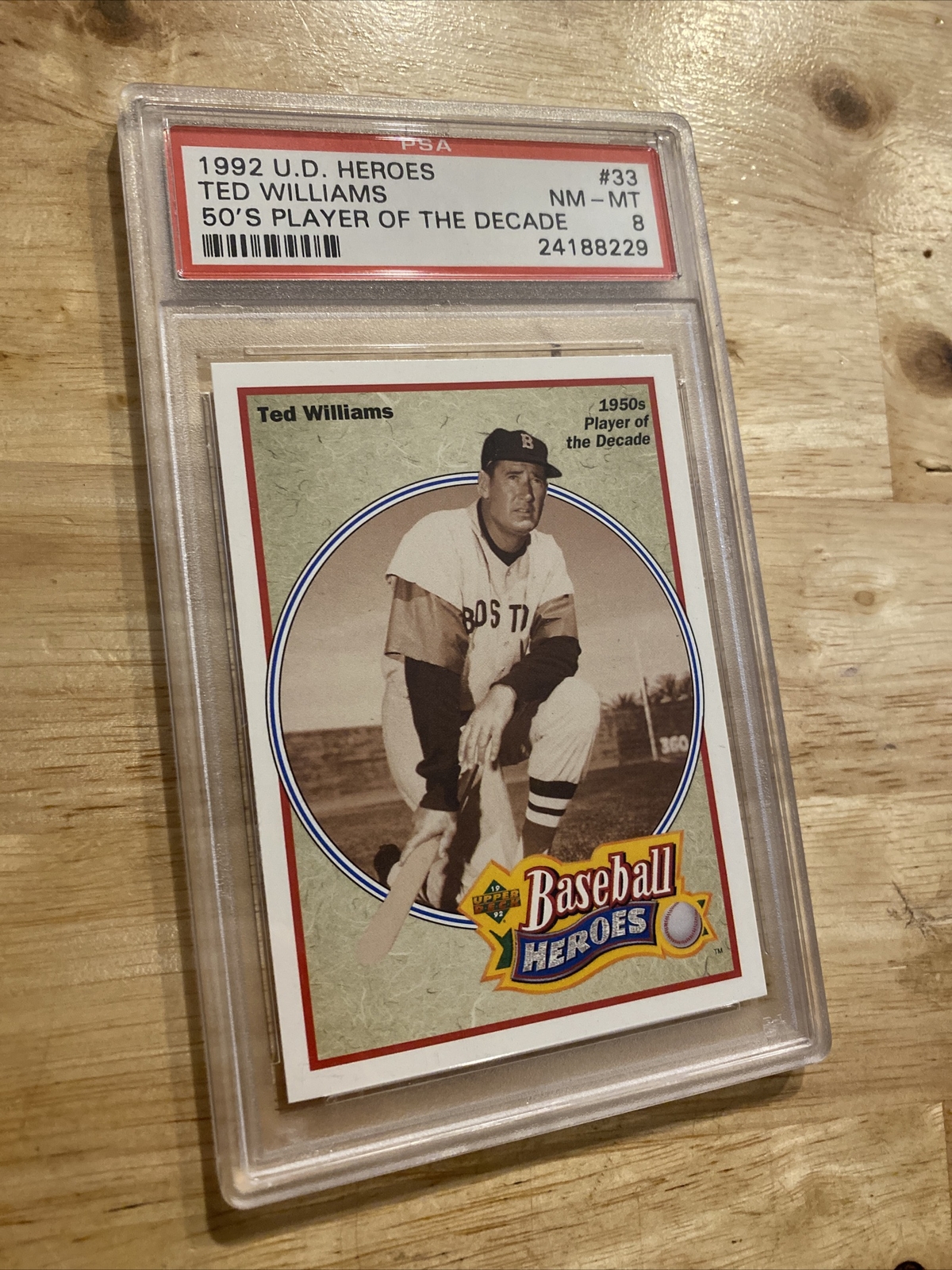 Ted Williams PSA 8 Vintage Baseball Card 1992 Upper Deck Boston Red Sox MLB HOF view 6