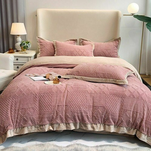 Luxury Tufted Bedding Sets Velvet Duvet Cover Bed Sheet Queen King Quilt Cover - Foto 14 di 17