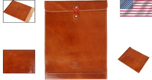 Vintage Leather Document Envelope - Stylish Organizer for A4 Size Papers 12.5" - Picture 2 of 7