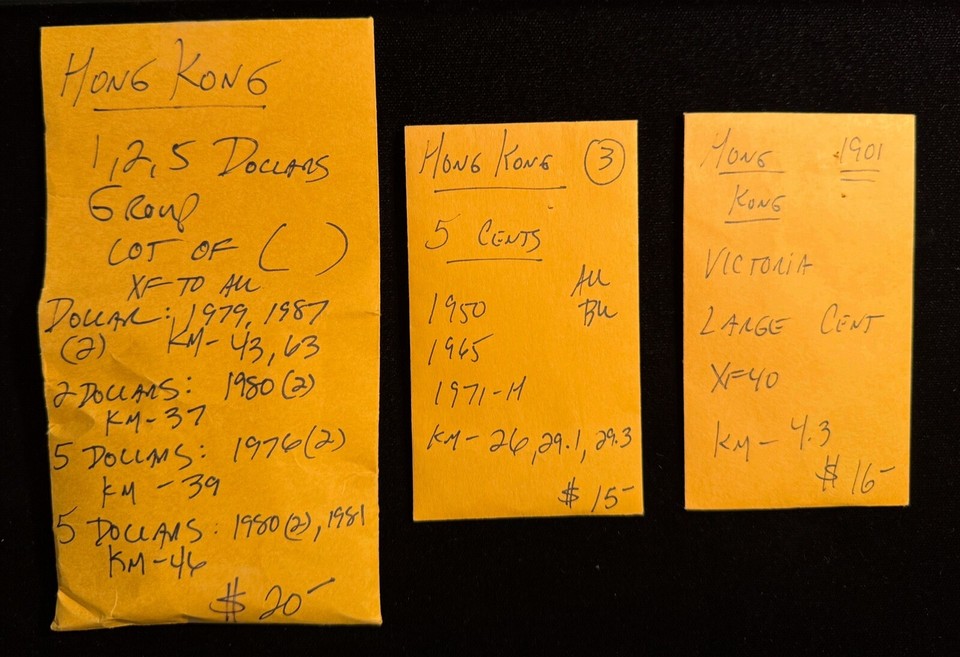 hong-kong-china-1901-1987-1-5-20-cents-1-2-5-dollar-coins-lot