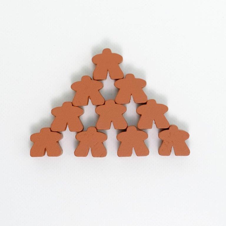 Meeples: Wooden Meeple 16mm Brown x 30