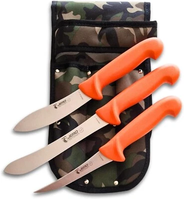 Jero Hunter Knife Set With Camo Scabbard - Orange Handles With High-Carbon ...