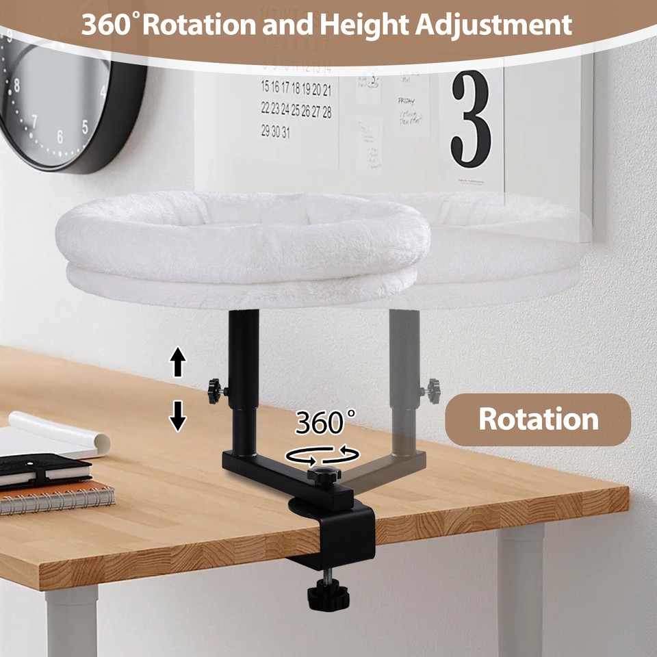 Cat Bed Desk Mount - Table Nest Cat Bed | Comfortable Space Saving Easy Installation Cat Hammock for Your Desk, Perch for Cats Indoors
