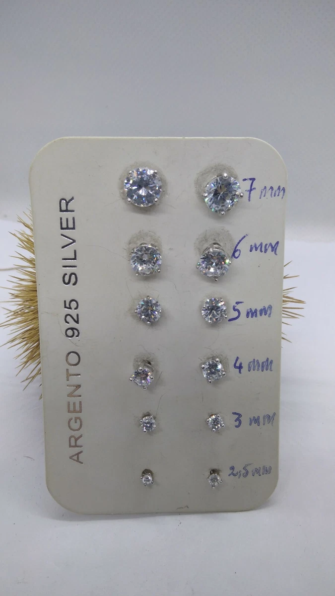 Orecchini a cerchio in argento sterling con zirconi cubici: orecchino a rombo, cartilagine, elica (1 pezzo) - Italia