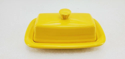 XL extra large COVERED BUTTER DISH daffodil yellow NEW HOMER LAUGHLIN FIESTA