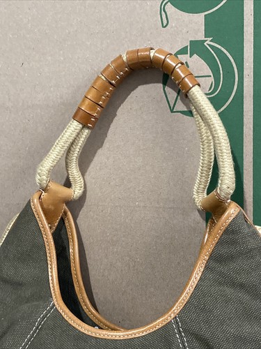 BCBGirls Medium Shoulder Bag Handbag Green Canvas & Rope - Picture 3 of 13