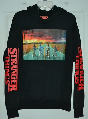 NETFLIX STRANGER THINGS SERIES GRAPHIC HOODIE SWEATSHIRT BLACK M