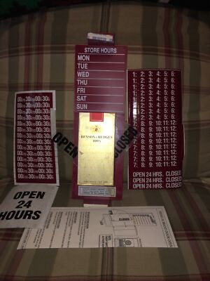 Benson & Hedges Plastic Advertising Sign Store Hours Open And Closed 1980 s
