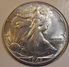 1942 P Walking Liberty Half Dollar, AU/BU, 90% Silver Coin (42PAC4)