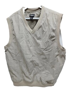 PING GOLF COLLECTION WINDOWPANE WIND VEST Olive White, X-Large. EUC
