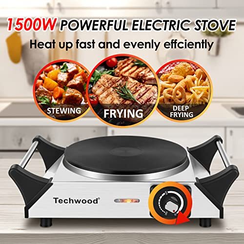 Techwood Hot Plate for Cooking 1500W Electric Stove Countertop Single
