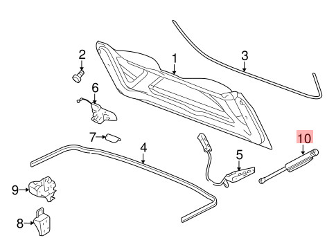 08-13 CHEVROLET CORVETTE C6 RIGHT LEFT FOLDING STOWAGE COMPARTMENT LID STRUT OEM