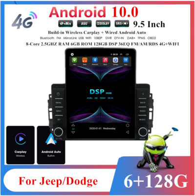 9.5'' Car Stereo Radio GPS WIFI 3G 4G SIM For Jeep Wrangler Compass Commander