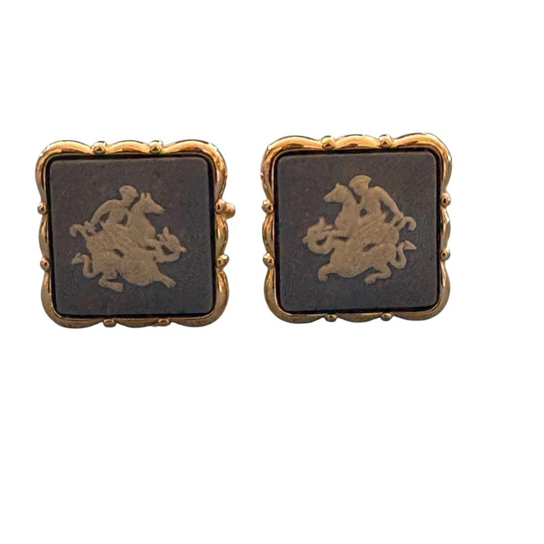 Stratton Square Cufflinks Button Golden/Blue Men'… - image 2