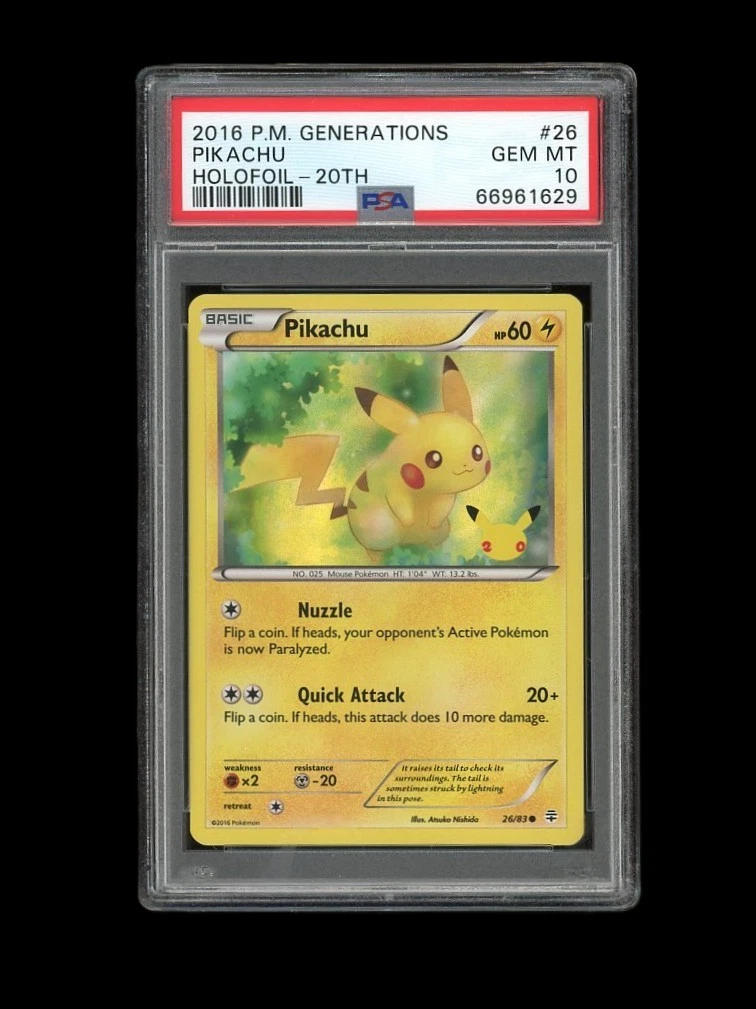 Pokemon PSA 10 GEM MINT 2016 Pikachu Generations 20th Anniversary