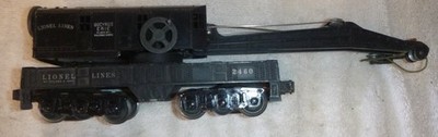 Lionel 2460 die cast chassis black cab crane - good condition - 1 line #2 -Arc 